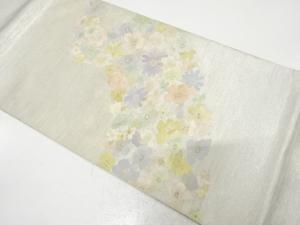 アンティーク　綴れ　草花模様織り出し袋帯（材料）